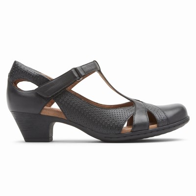 Salto Alto Rockport Brynn T-Strap Mulher Pretas PT-47905